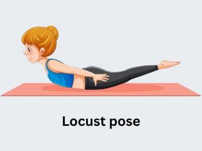 Locust pose for strengthening back muscles and reducing sciatica discomfort.