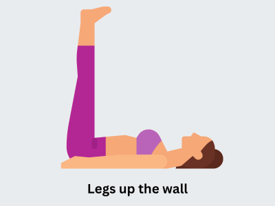 Legs up the wall pose to reduce lower back strain and improve blood flow.