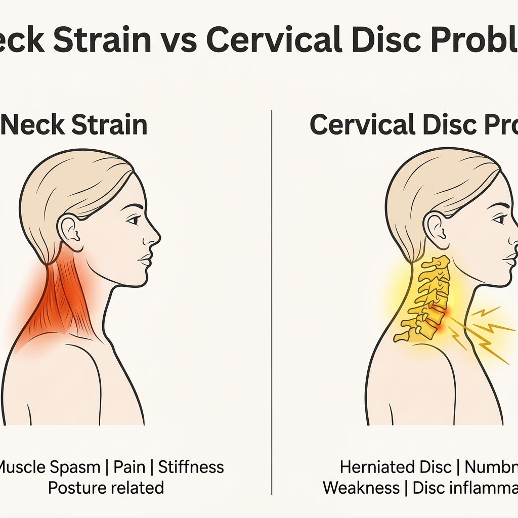 neck strain vs cervical disc