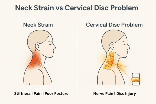 neck strain vs cervical disc
