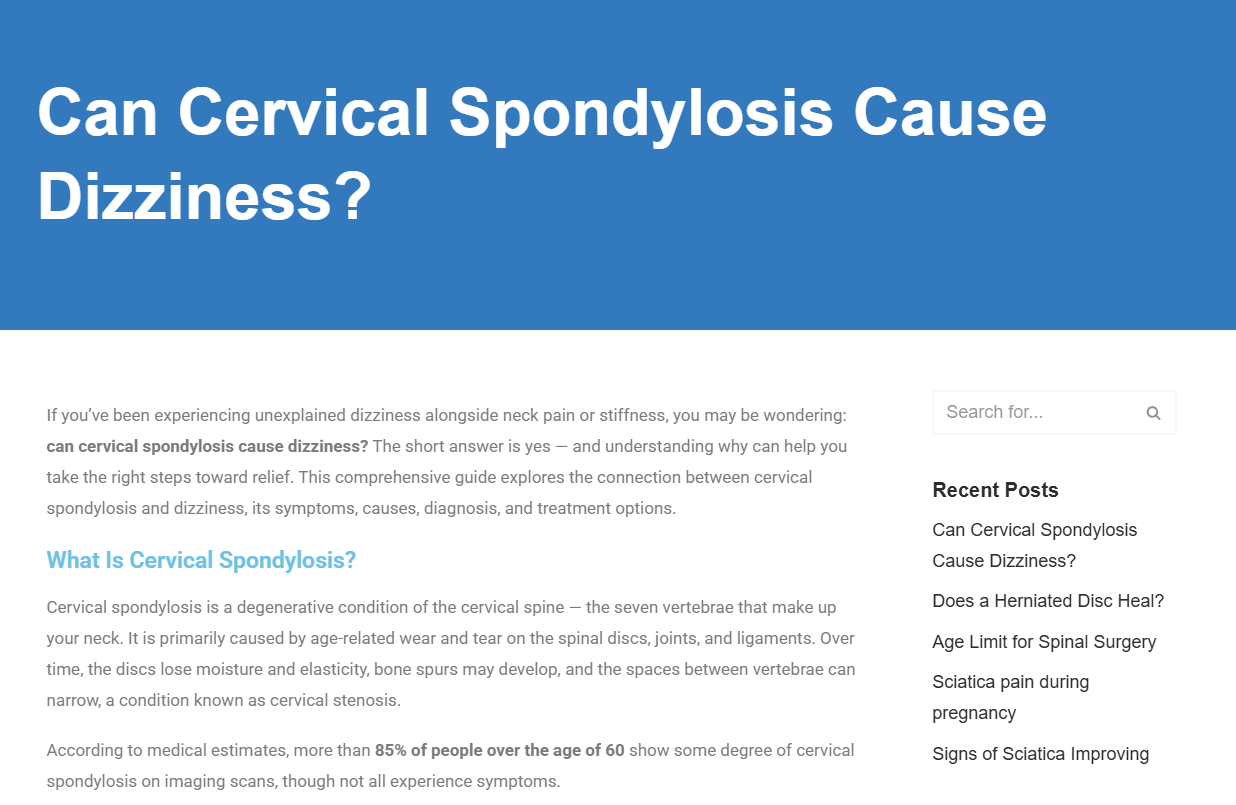 Can Cervical Spondylosis Cause Dizziness?