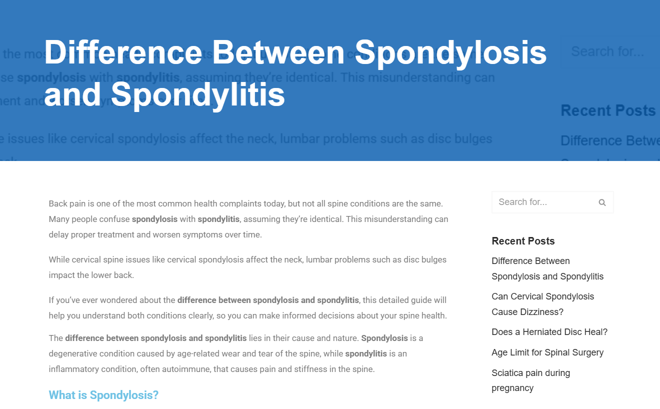 Difference Between Spondylosis and Spondylitis
