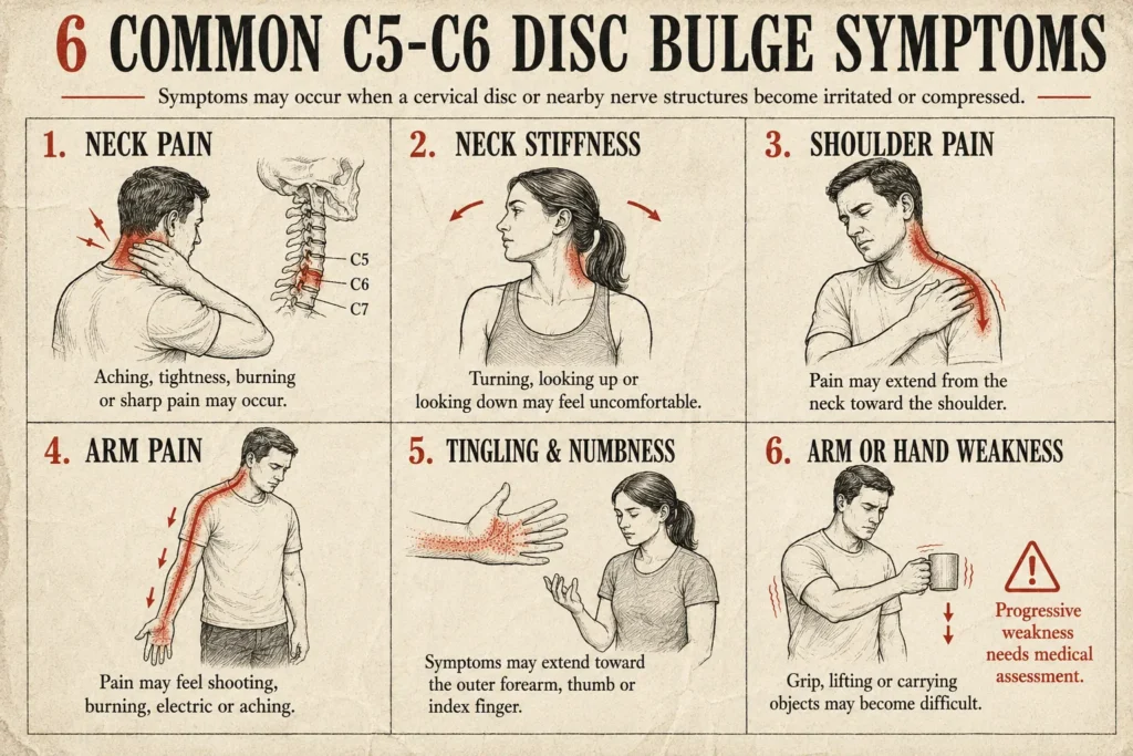 C5 c6 disc bulge symptoms.