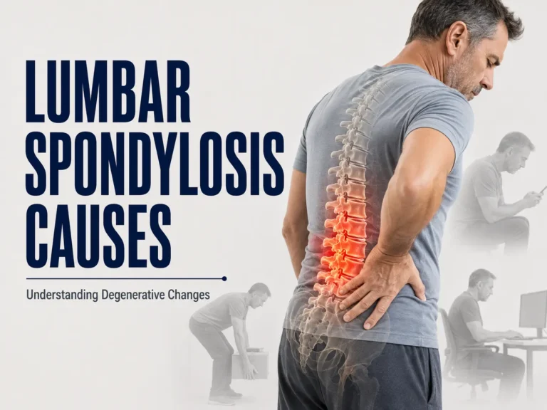 Lumbar spondylosis causes.