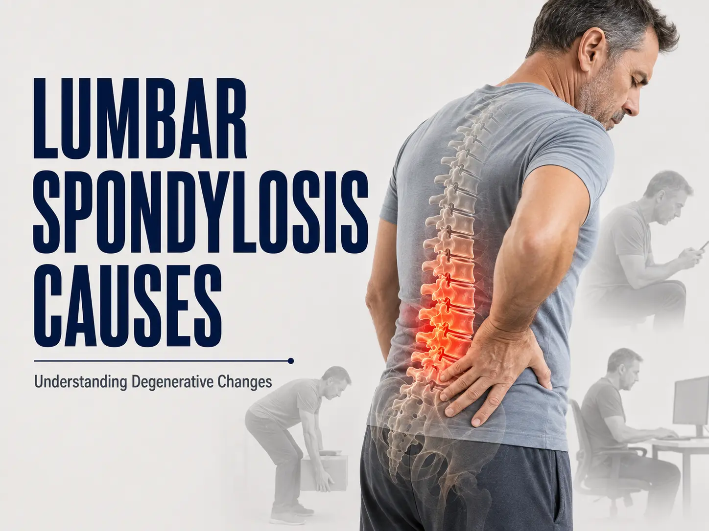 Lumbar spondylosis causes.